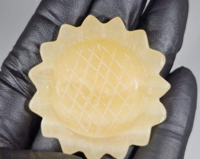 Orange Calcite Sunflower Carving