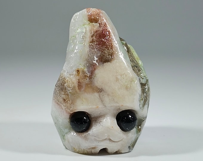 Green Flower Agate Pet Rock Carving