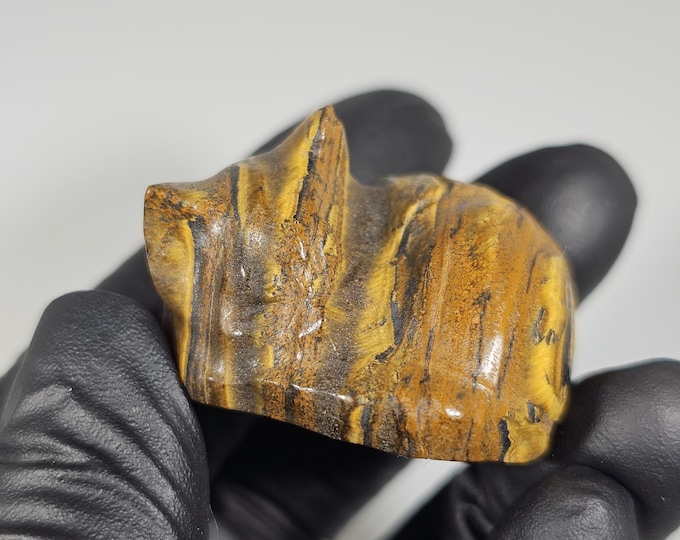 Mini Tigerseye Sleeping Cat Carving *Imperfect