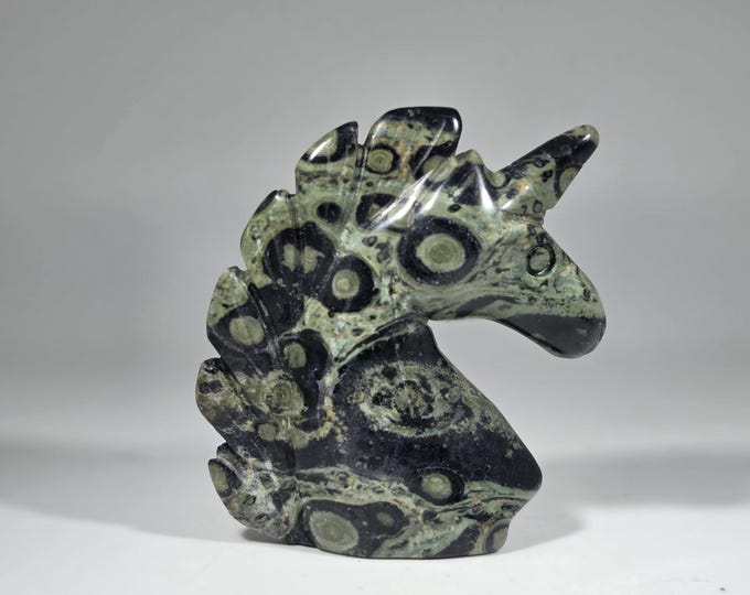 Kambaba Jasper Unicorn Carving
