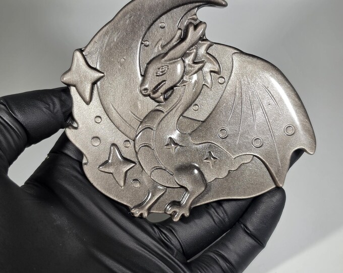 Silver Obsidian Dragon Carving