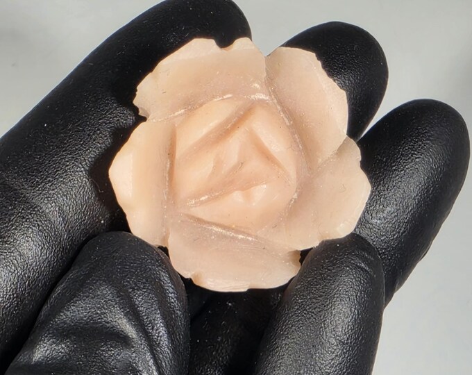 Mini Pink Opal Rose Carving Flower 1"