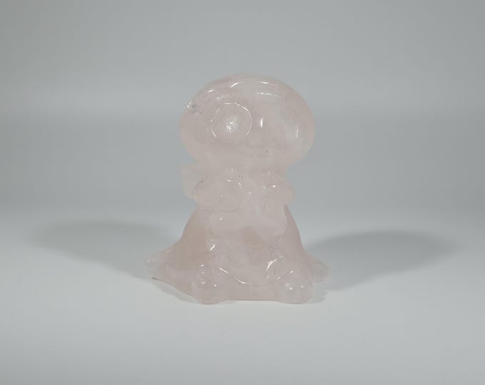 Rose Quartz Skeleton Carving Skull