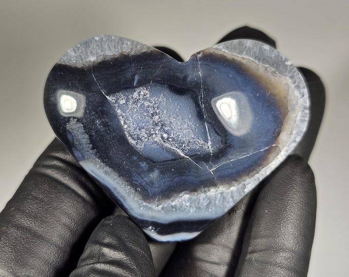 Druzy Black Agate Heart