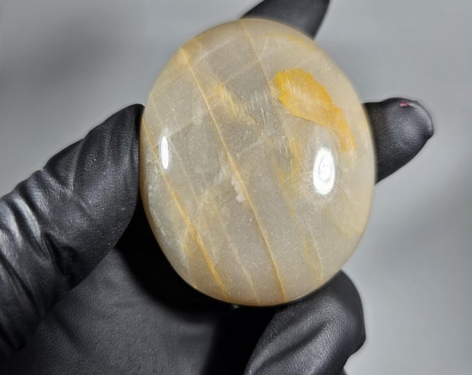 Peach Moonstone Palm Stone