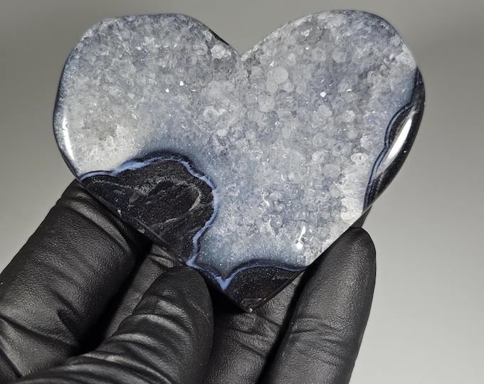 Druzy Black Agate Heart