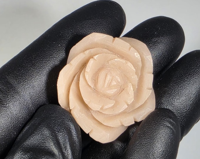 Mini Pink Opal Rose Carving Flower 1"
