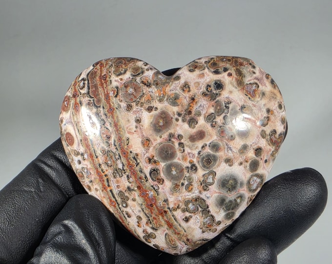 Leopard Skin Jasper Heart Stone