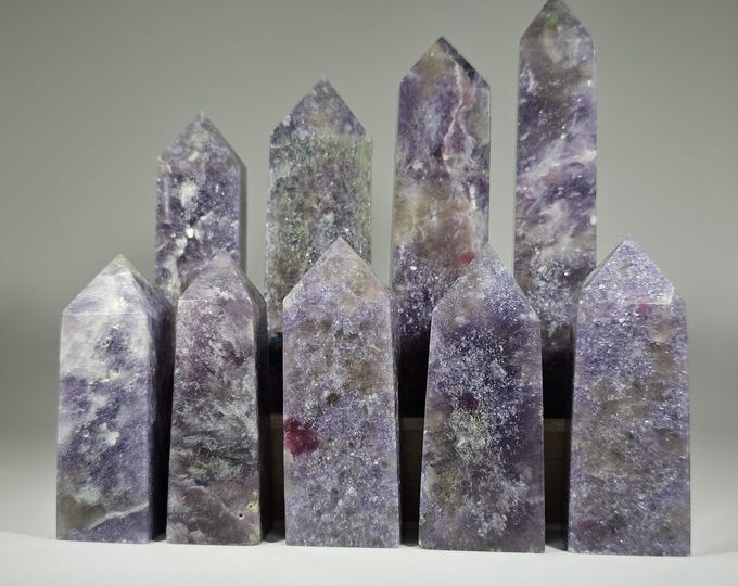 Your Choice Unicorn Stone Tower Lepidolite, Smoky Quartz, Pink Tourmaline Symbiosis