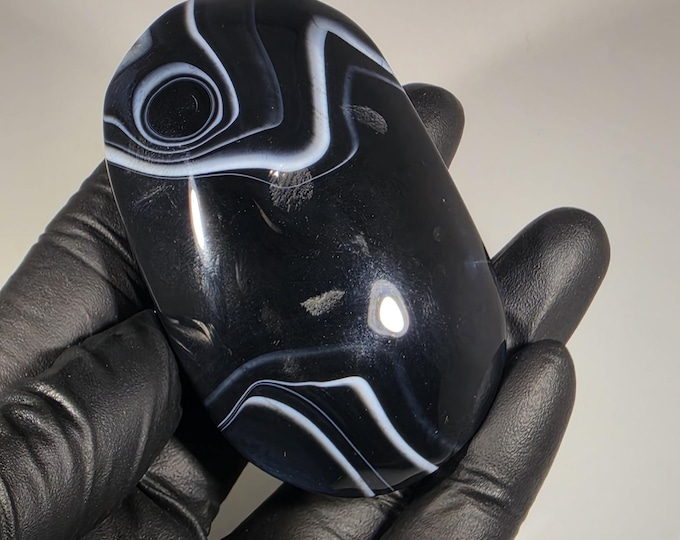 Black Agate Palm Stone *Imperfect