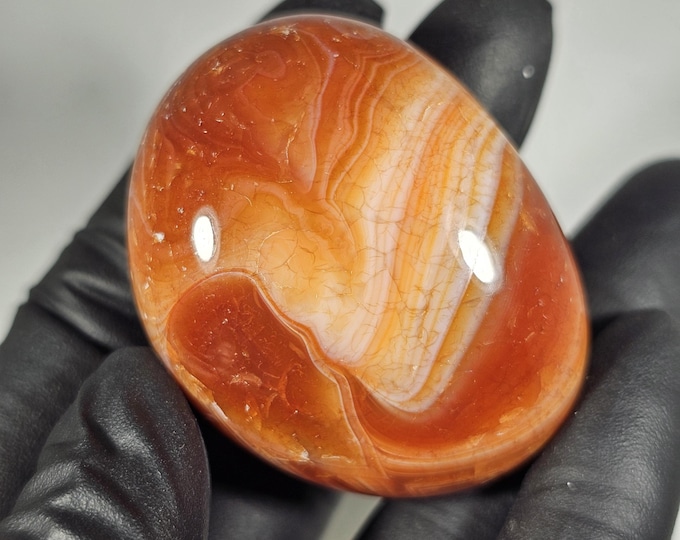 Banded Carnelian Palm Stone