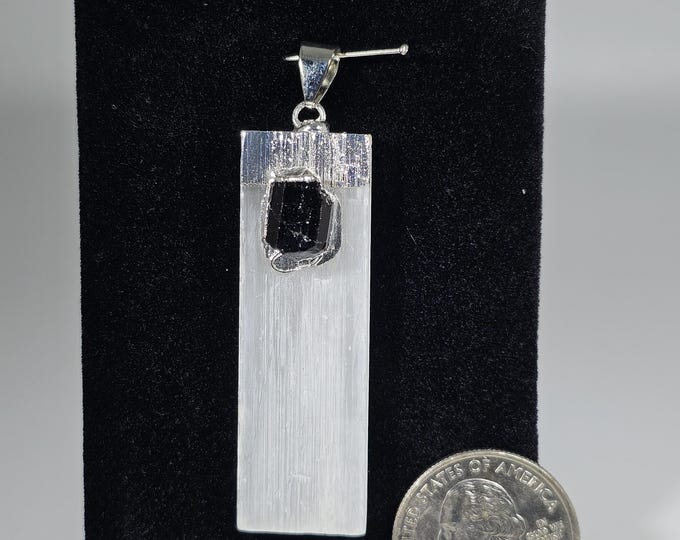 Black Tourmaline and Selenite Pendant