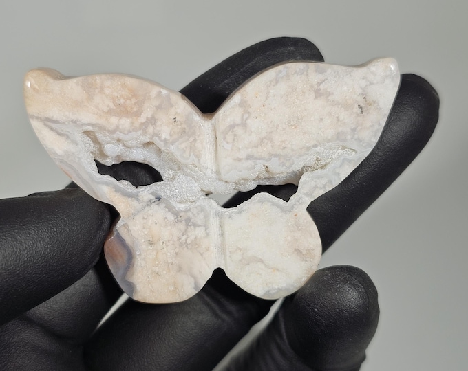 Cotton Candy Agate Butterfly Carving Pink Agate