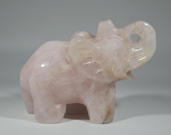 Rose Quartz Elephant Carving