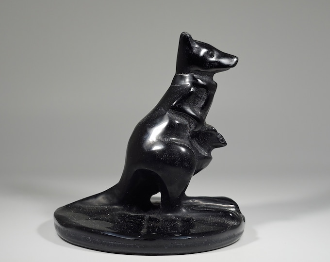 Obsidian Kangaroo Carving