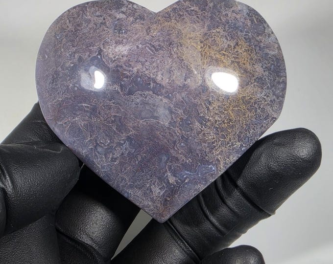 Purple Moss Agate Heart Stone
