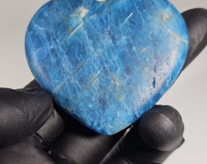 Blue Apatite Heart Carving