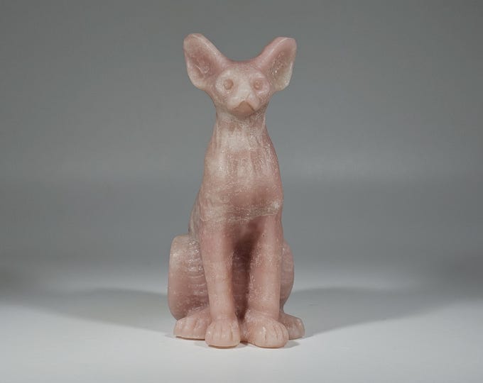 Pink Opal Cat Carving