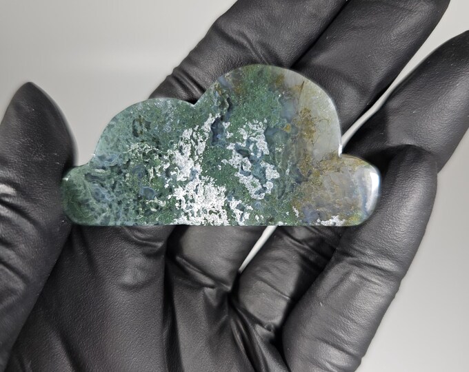 Small Moss Agate Cloud Carving