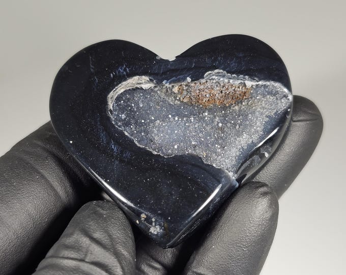 Druzy Black Agate Heart