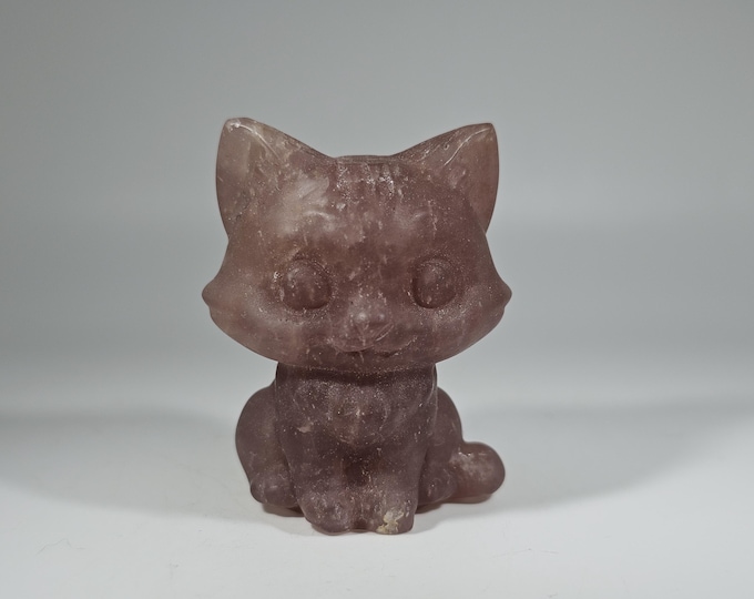 Strawberry Quartz Cat Carving