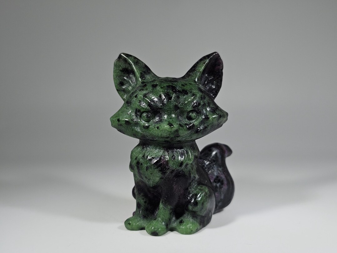 Ruby in Zoisite Fox Carving - Etsy