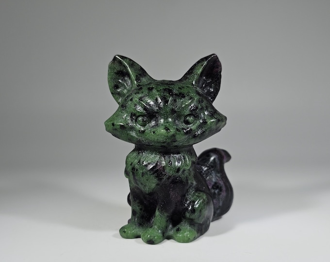 Ruby in Zoisite Fox Carving