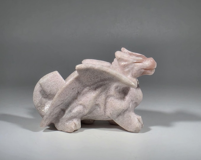 Pink Opal Dragon Carving