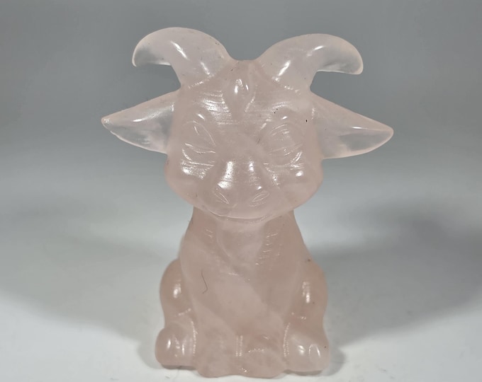 Rose Quartz Goat Carving