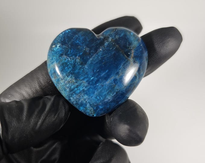 Small Blue Apatite Heart Palm Stone