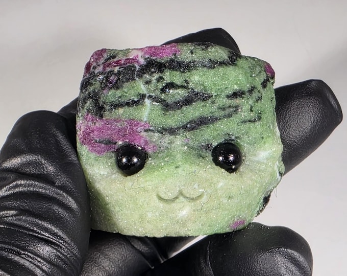 Ruby in Zoisite Pet Rock Carving