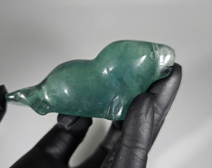Fluorite Seal Carving 3.1" Long