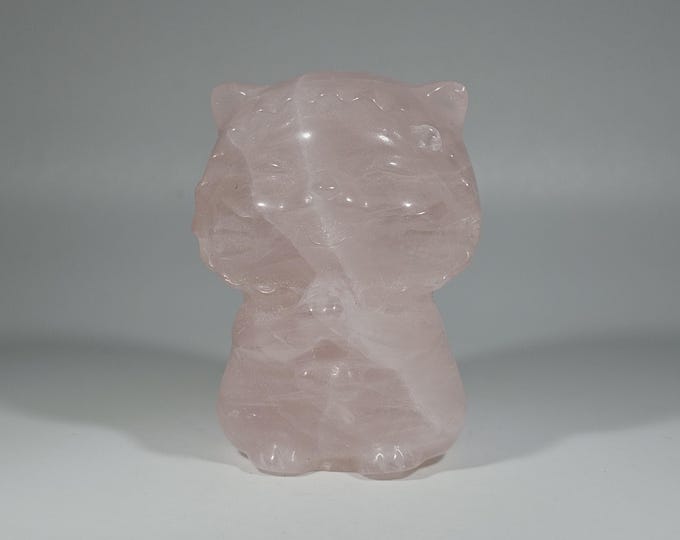 Rose Quartz Praying Cat Carving
