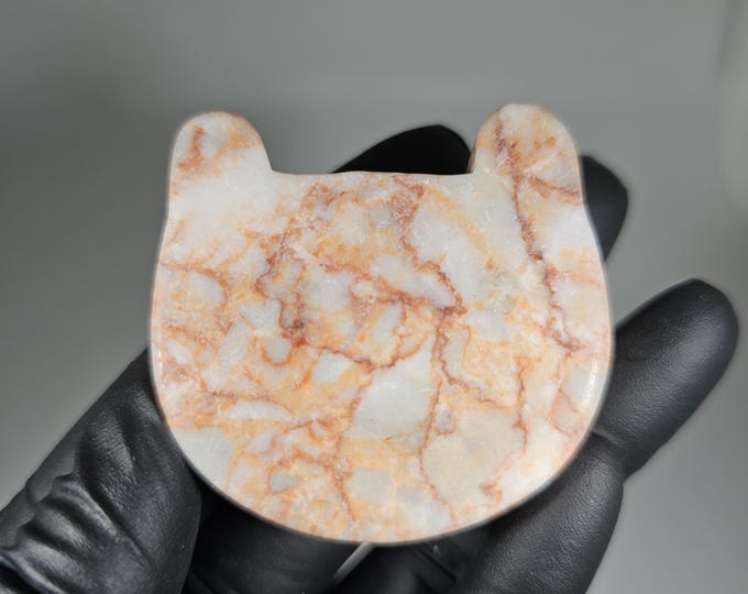 Red Vein Jasper Cat Head Carving