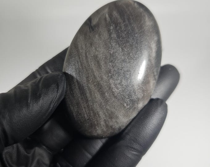 Silver Obsidian Palm Stone