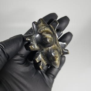 Golden Obsidian Spider Carving