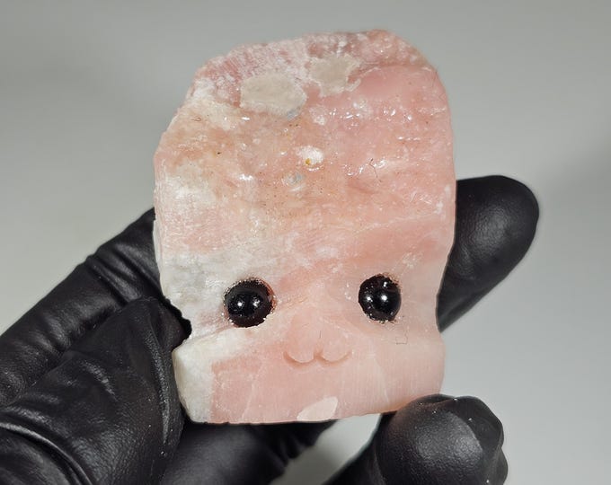 Pink Opal Pet Rock Carving