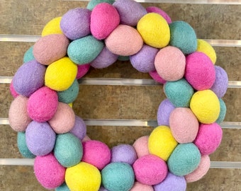 Easter Eggs Wreath-Made in Nepal 13" wide felted wool