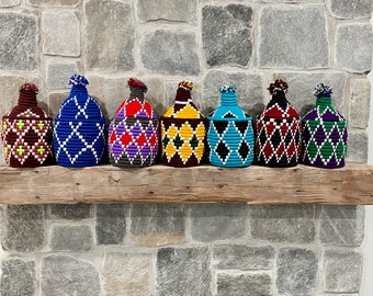 Moroccan Berber box / ethnic braided basket / colorful Moroccan basket