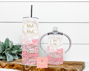Mama & Mini | Glitter Leopard | Gold | Silver | Pink | PNG | Tumbler Wrap | Sippy Cup | 20oz Tumbler