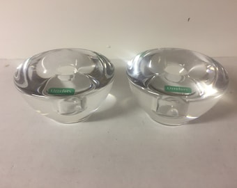 Orrefors Glass Candleholders Set of 2
