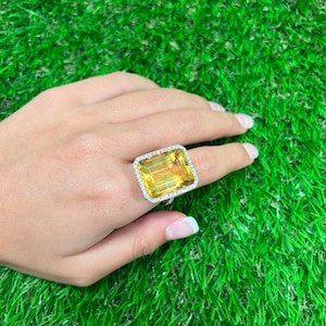 Natural 14K Yellow Gold Citrine Statement Ring Cocktail Ring Vintage Ring Estate Ring