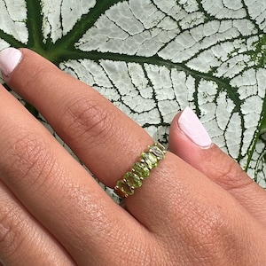 Genuine Peridot Ring in Solid 925 Sterling Silver .85ct Natural Stone Oval Cut Ring November Birthstone Dainty Jewelry Gift