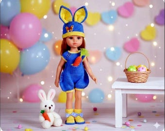 Conjunto de conejito de punto para muñeca Paola Reina de 13"