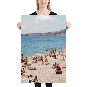 Impresión de fotografía de playa de la Riviera francesa - Sur de Francia - Fotografía de viaje - Arte de pared de Niza Francia - Costa francesa - Impresión de playa de verano