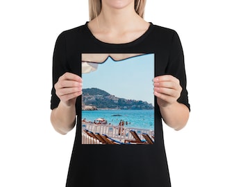 Impresión de la playa de la Riviera francesa - Verano del sur de Francia - Fotografía de viajes - Arte de la pared de Niza Francia - Mar Mediterráneo - Decoración de la pared de Cote D'Azur