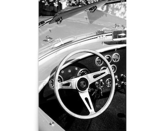 Black and White Automobile Photography Print - Classic Car Wall Art - Vintage Automobile Poster - Monterey Car Week Photography