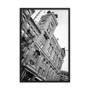 Framed Photograph - New York City Architecture Photography - Hudson Street NYC - Black and White Wall Art - City Skyline Photography Print