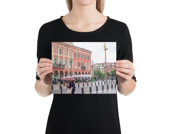 Place Masséna Cafe - Nice France Photography - French Riviera Architecture -  European Architecture - South of France Travel Wall Art Poster
