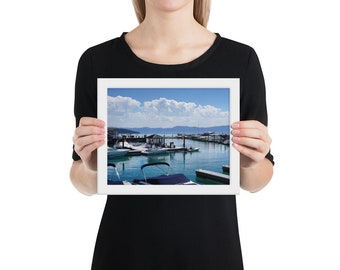 Framed Photograph - Lake Tahoe California - Boat Photography - Boats in Lake Tahoe Harbor - Keep Tahoe Blue Print - Luxury Travel Wall Art